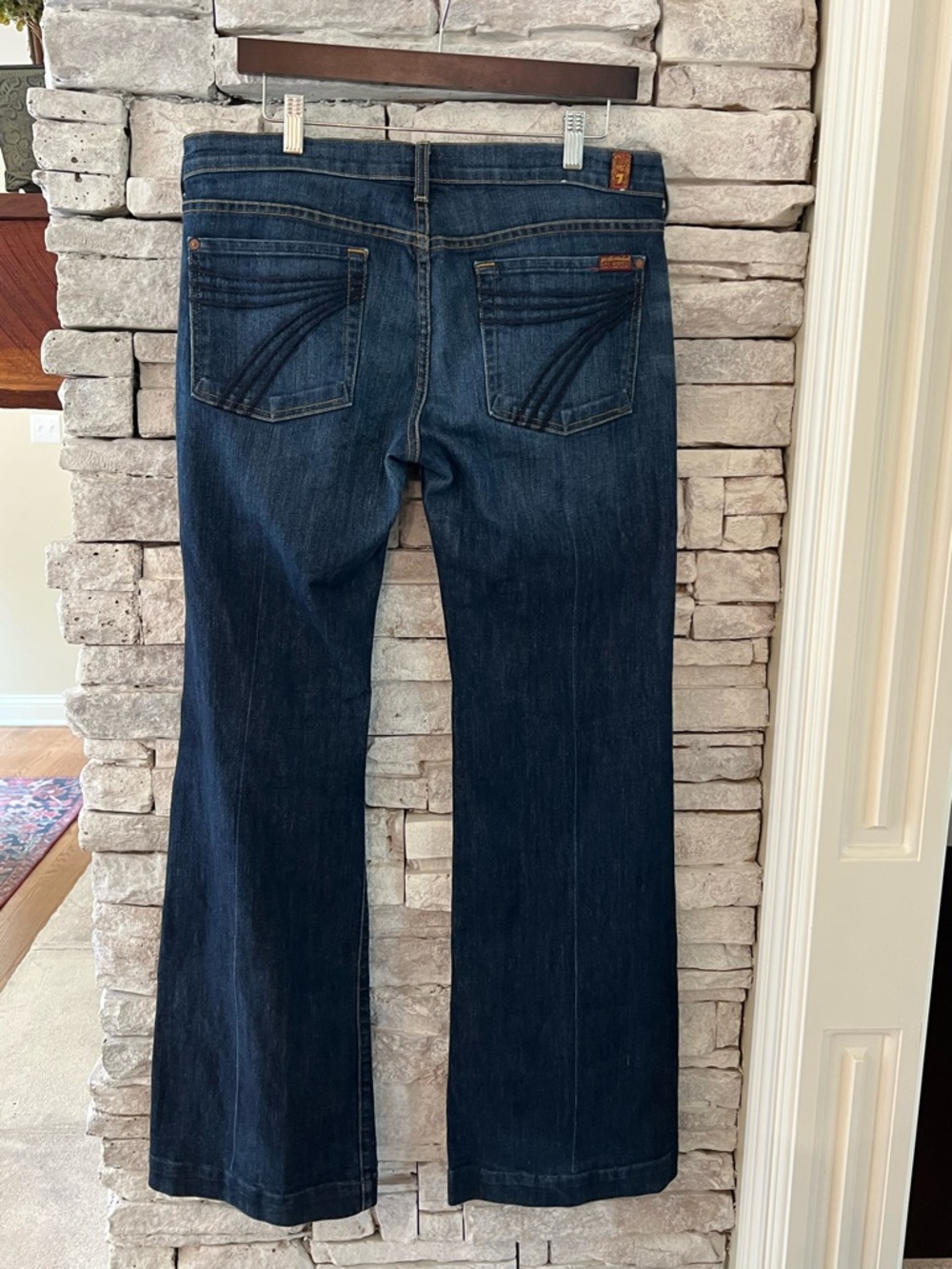 7 For All Mankind Dojo Dark Blue Jeans Size 32 - Picture 4 of 8
